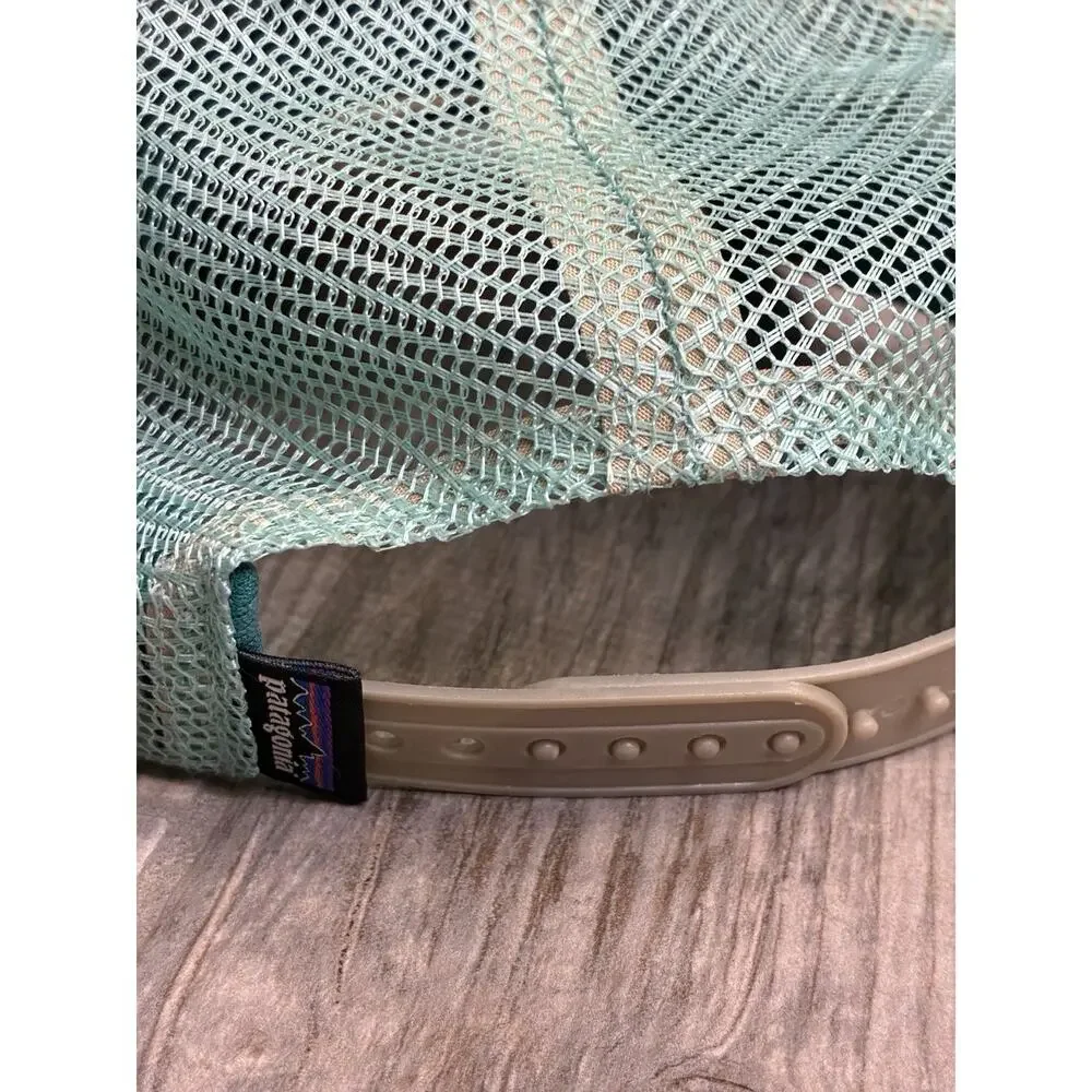 Patagonia Fitz Roy Bear Trucker Kid’s Hat - Teal & Tan Mesh Snapback
